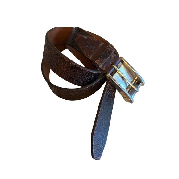 Vintage Martin Dingman Brown Leather Mens Belt Metal Buckle - Picture 1 of 8